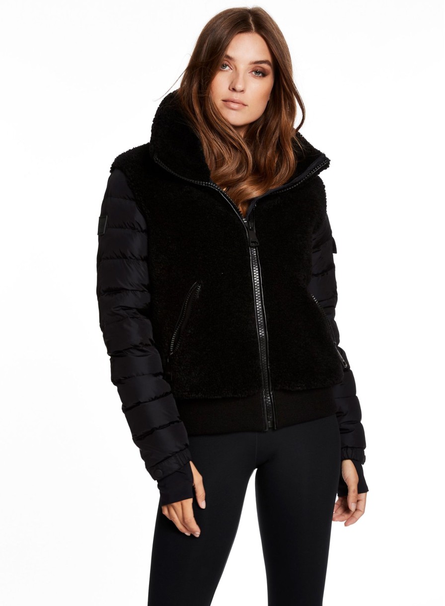 SAM Carson Black Sherpa/Matte Black Sleeves New