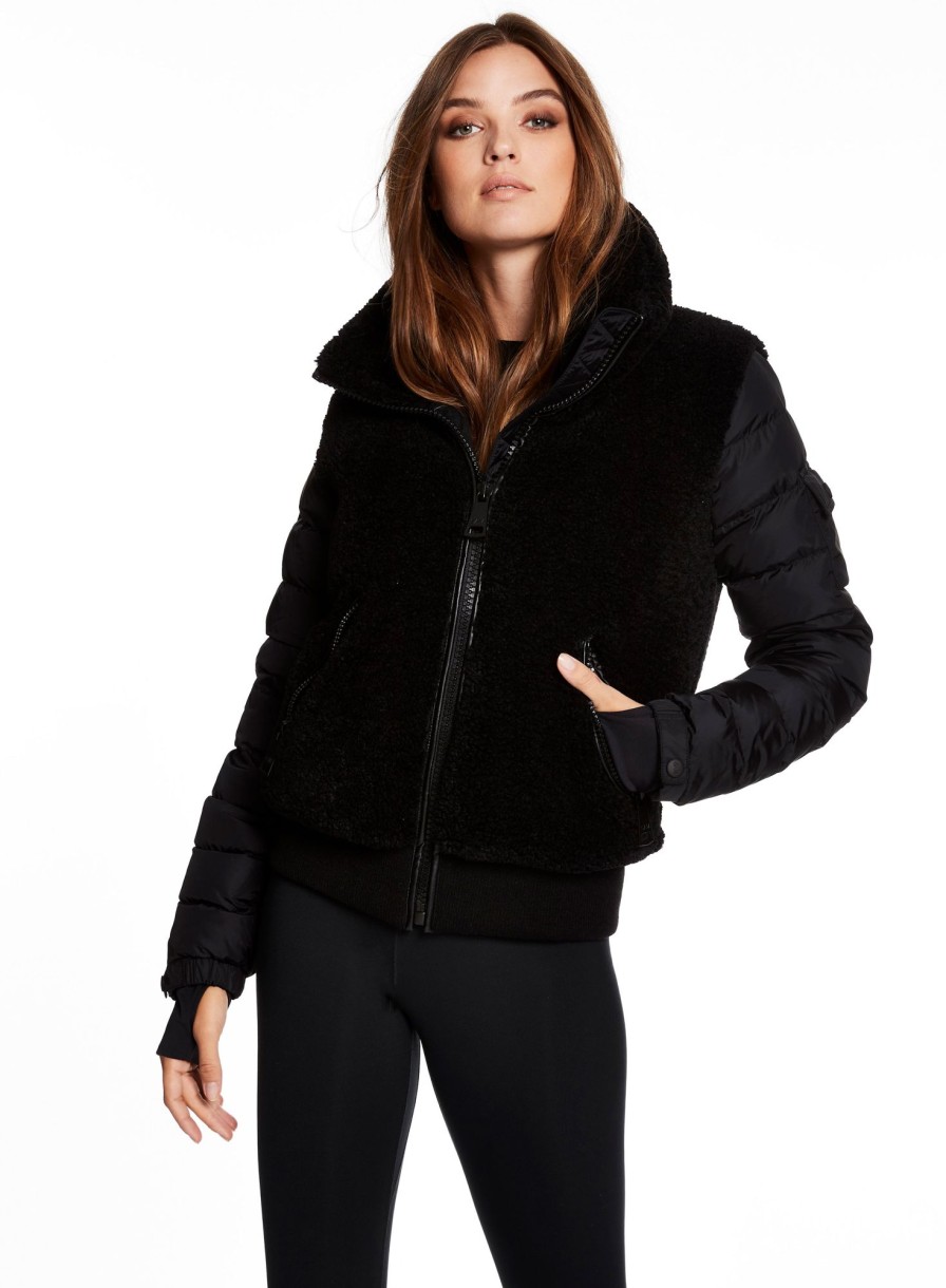 SAM Carson Black Sherpa/Matte Black Sleeves New