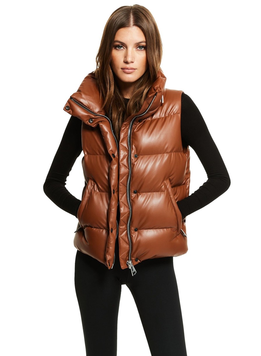 SAM Vegan Leather Tracey Vest Saddle Hot