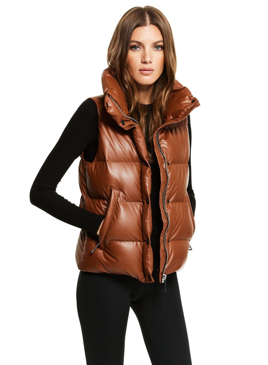 SAM Vegan Leather Tracey Vest Saddle Hot